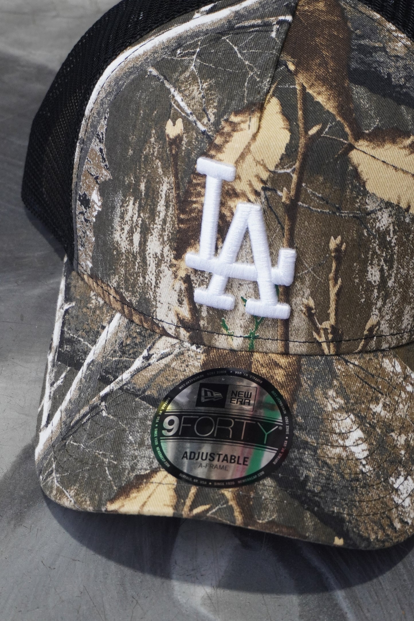 New Era LA Dodgers Real Trees 9 Forty A-Frame Trucker Mesh Snapback