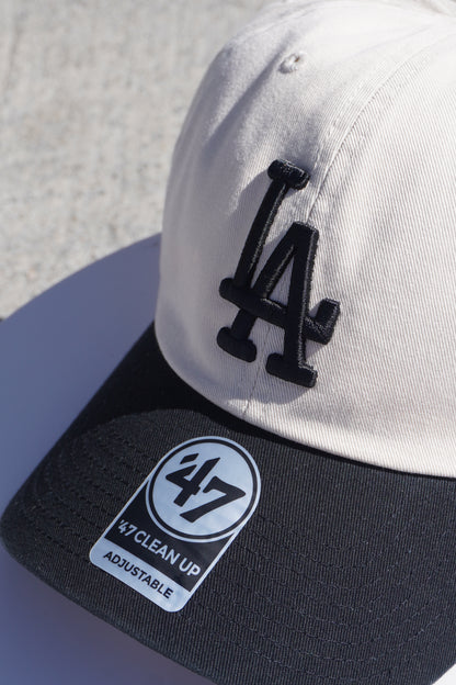 47' Los Angeles Dodgers Off White|Black Clean Up Adjustable Baseball Cap