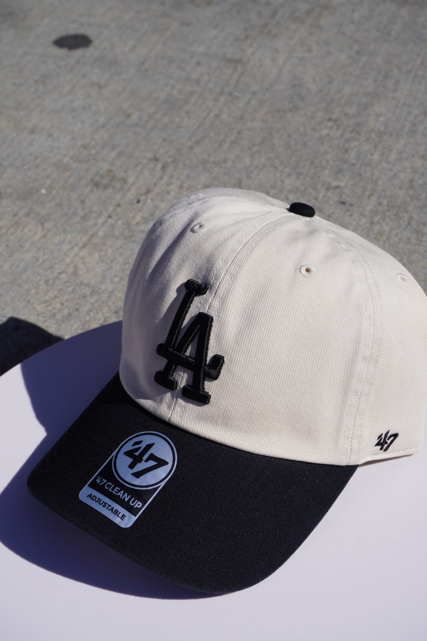 47' Los Angeles Dodgers Off White|Black Clean Up Adjustable Baseball Cap