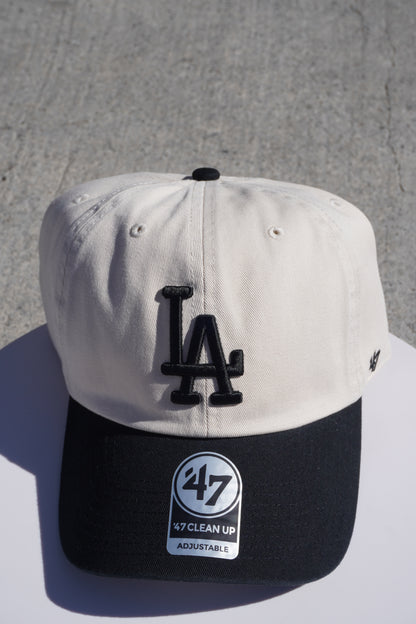 47' Los Angeles Dodgers Off White|Black Clean Up Adjustable Baseball Cap