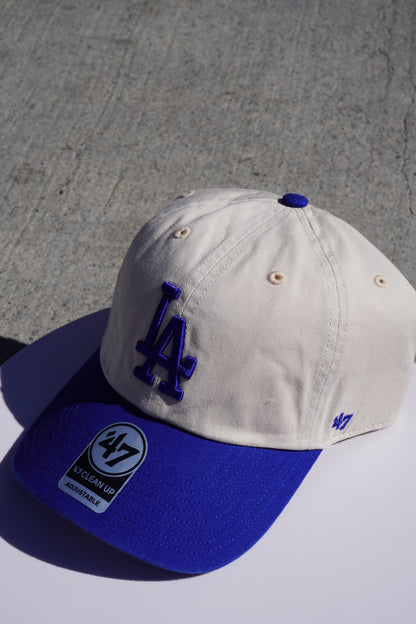 47' Los Angeles Dodgers Off White|Royal Blue Clean Up Adjustable Baseball Cap