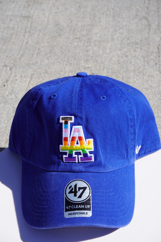 47' Los Angeles Dodgers Blue Pride Rainbow Clean Up Adjustable Baseball Cap
