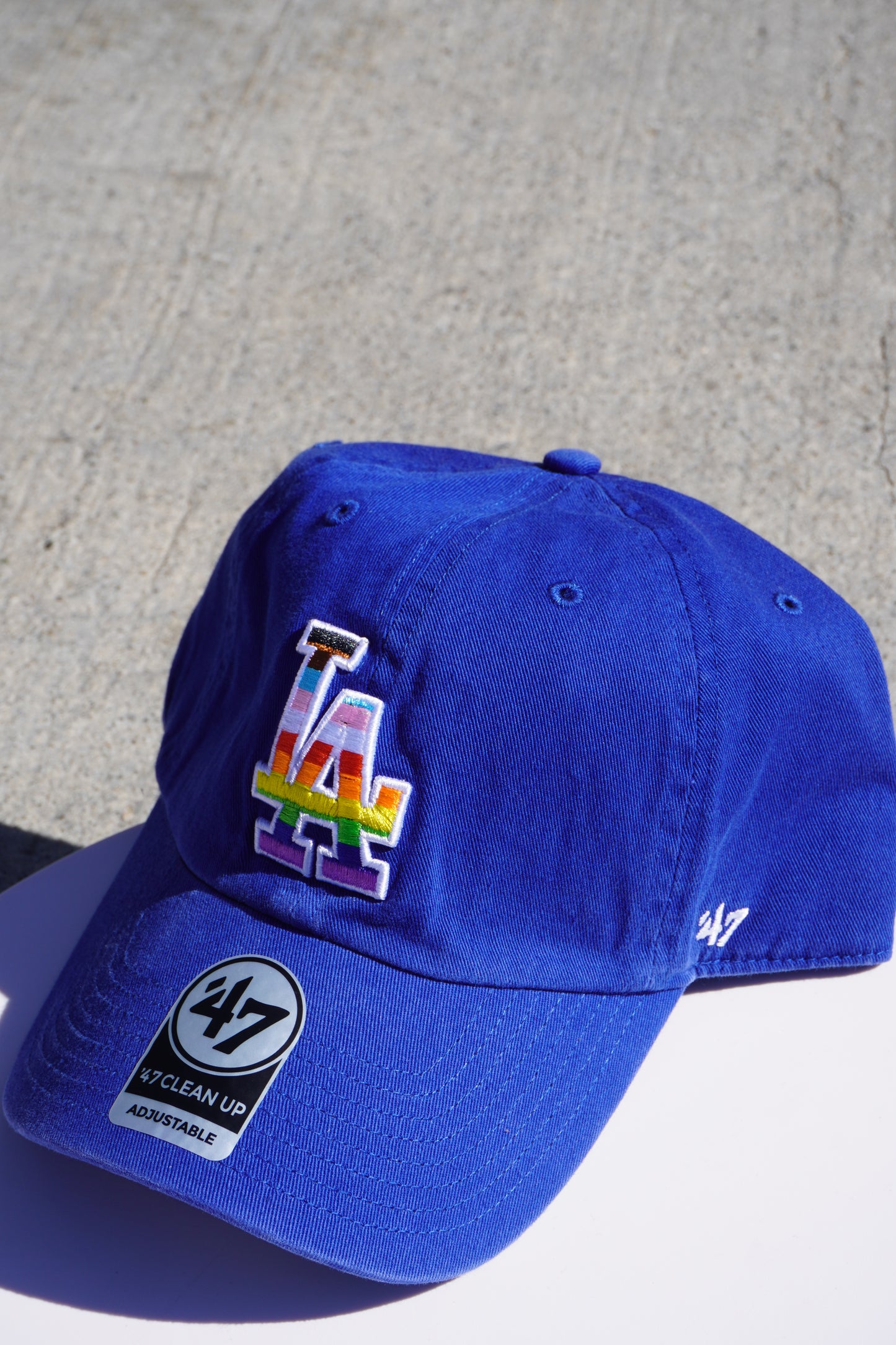 47' Los Angeles Dodgers Blue Pride Rainbow Clean Up Adjustable Baseball Cap