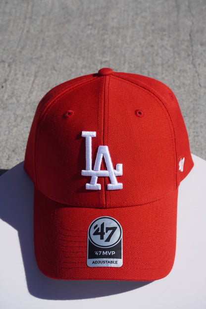 47' Los Angeles Dodgers Red MVP Adjustable Velcro Baseball Cap