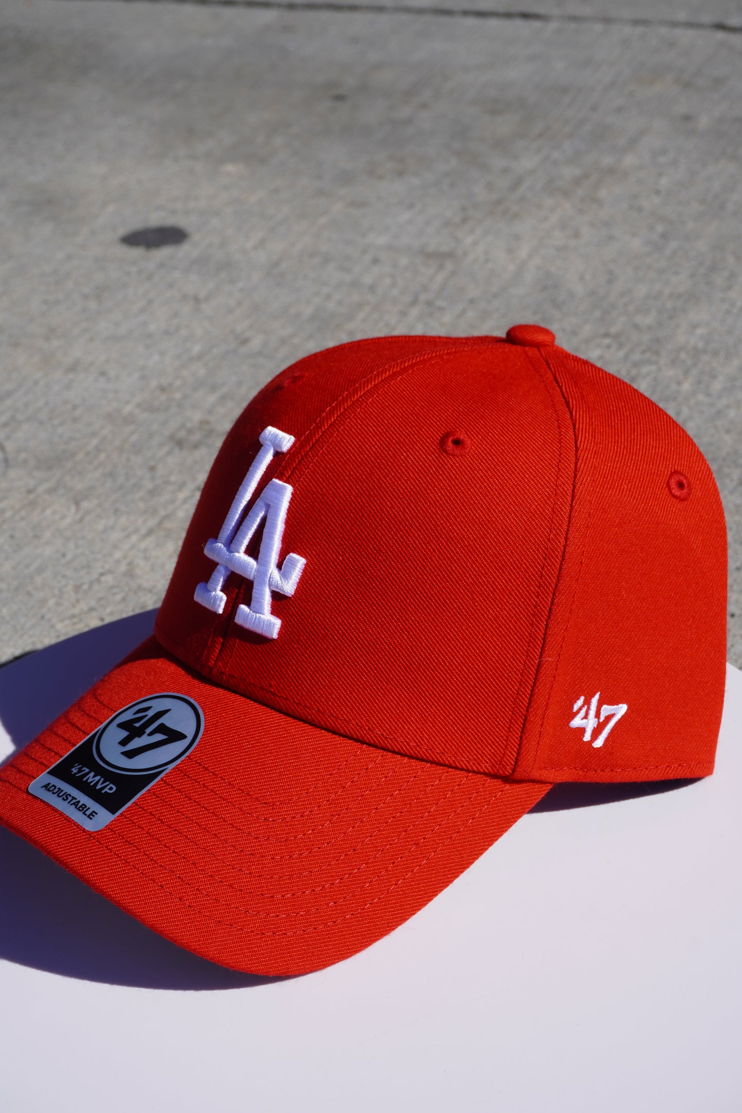 47' Los Angeles Dodgers Red MVP Adjustable Velcro Baseball Cap
