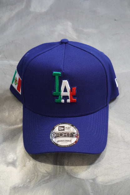 New Era LA Dodgers Royal Blue Vertical Mexico Flag Logo +Mexico Side Patch 9Forty A-Frame Snapback