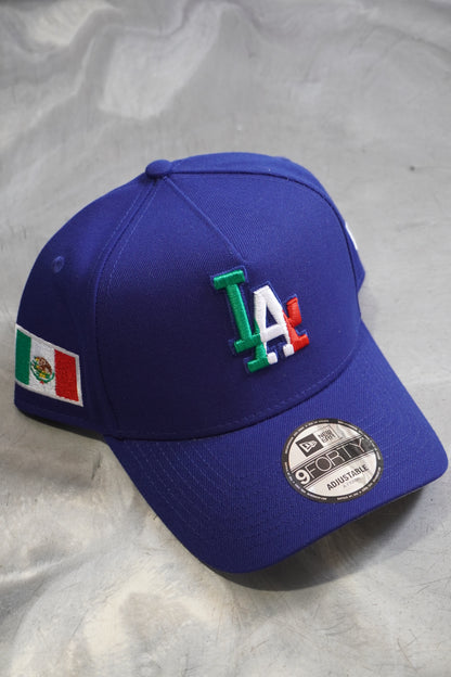 New Era LA Dodgers Royal Blue Vertical Mexico Flag Logo +Mexico Side Patch 9Forty A-Frame Snapback