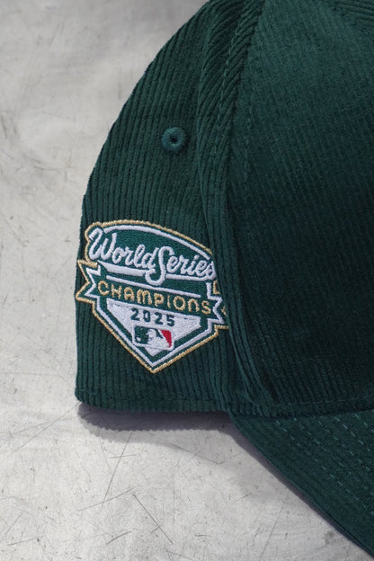 New Era LA Dodgers Corduroy Green UpsideDown Snapback 2025 World Series Side Patch