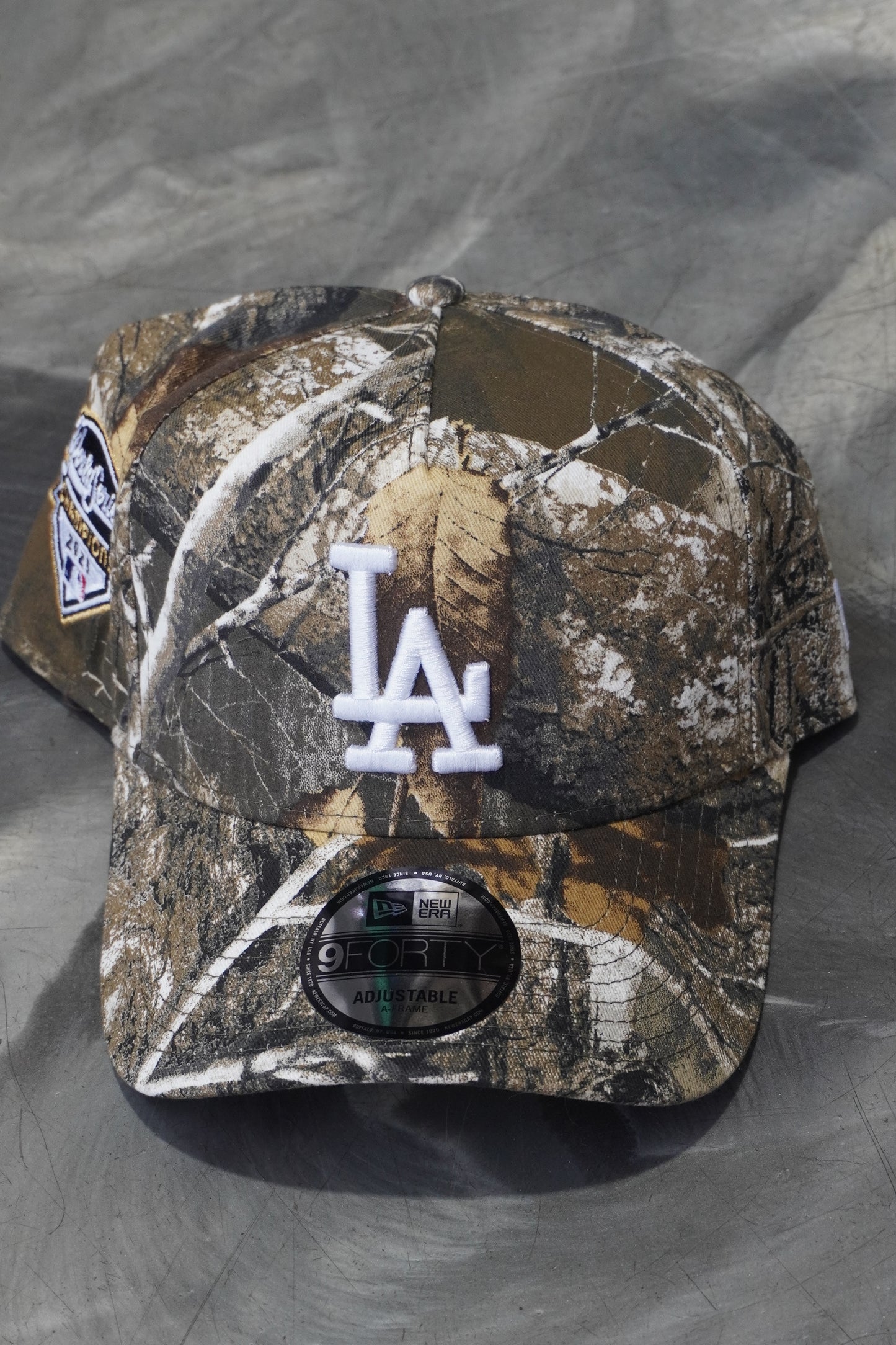 New Era LA Dodgers Real Trees 9 Forty A-Frame Snapback 2025 World Series Champions Side Patch
