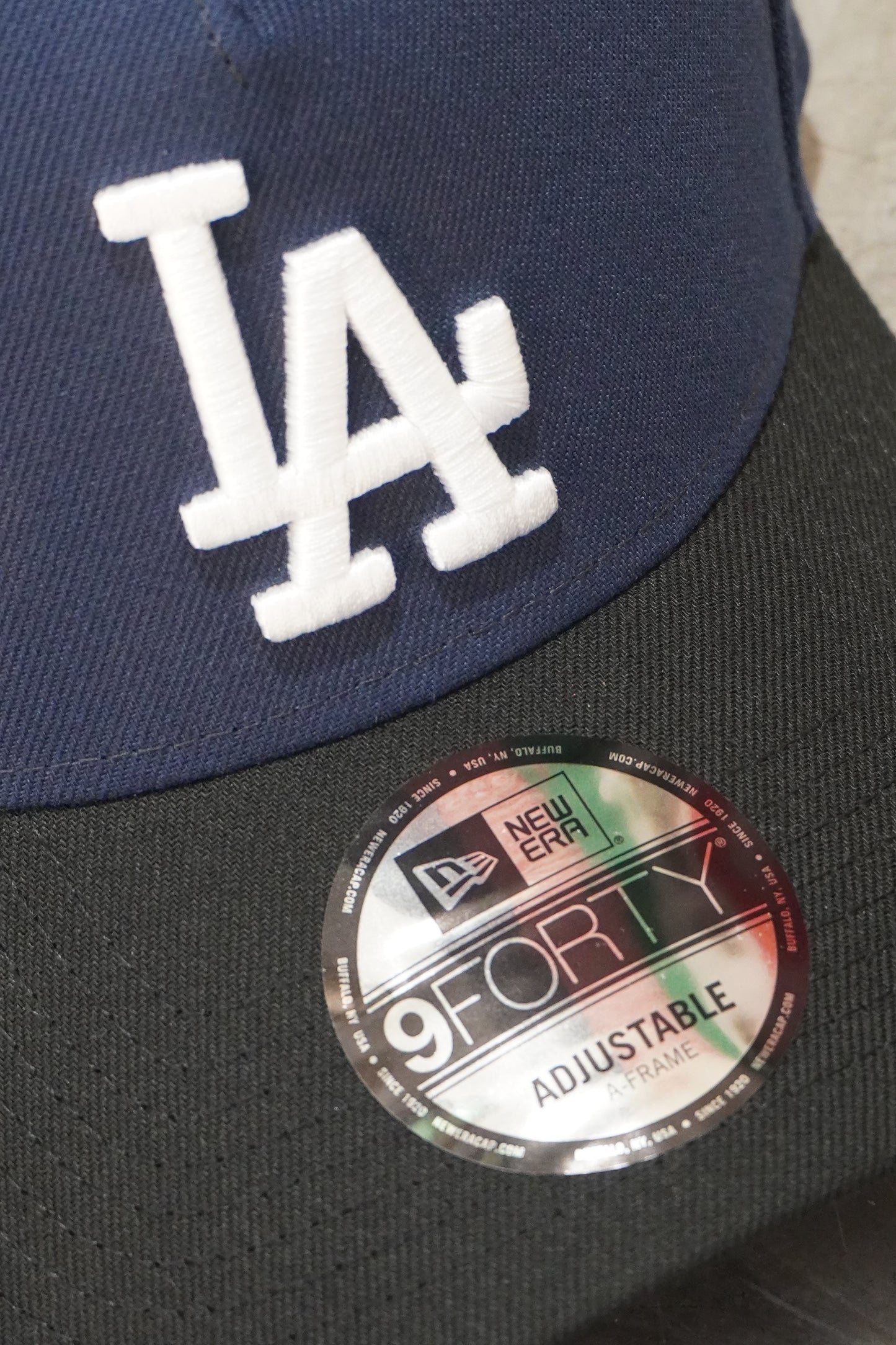 New Era LA Dodgers Navy Blue | Black Visor 9Forty A-Frame Snapback Back to Back Champions Side Patch
