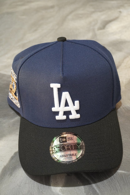 New Era LA Dodgers Navy Blue | Black Visor 9Forty A-Frame Snapback Back to Back Champions Side Patch