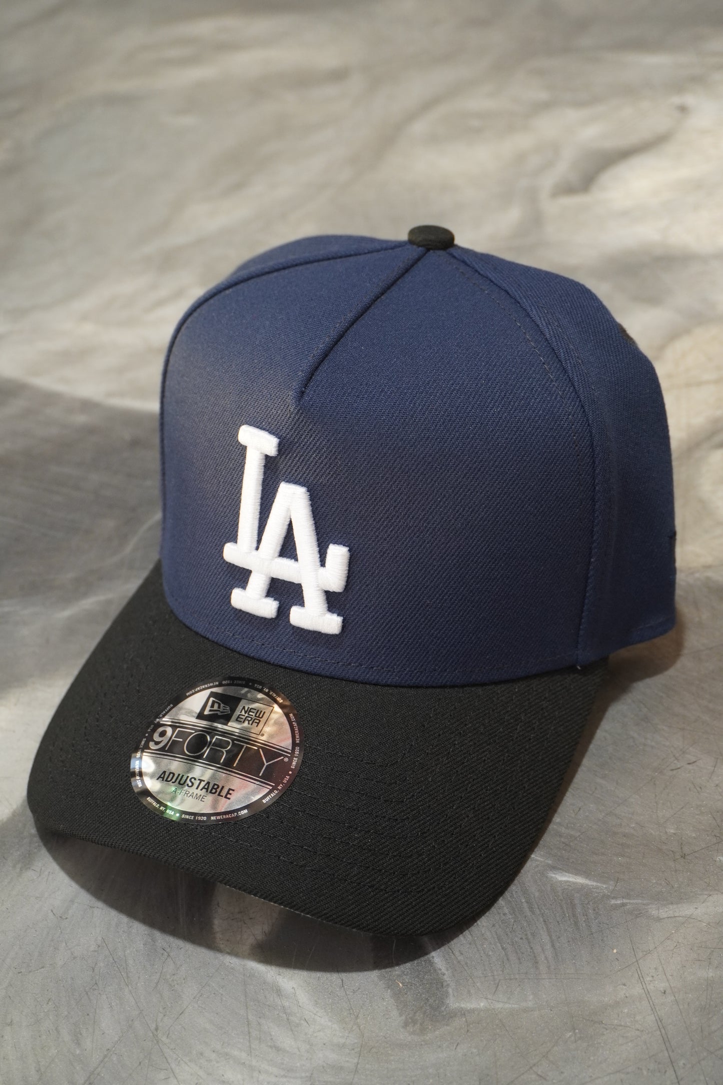 New Era LA Dodgers Navy Blue | Black Visor 9Forty A-Frame Snapback Back to Back Champions Side Patch